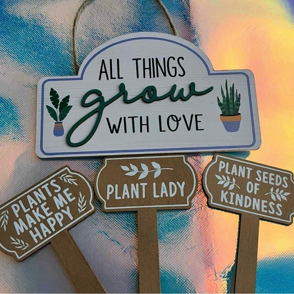 Garden Sign Set with Inspirational Quotes